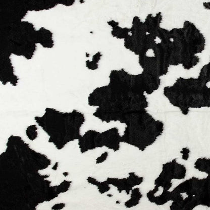 Cowhide Print Washable Rug – Black & White, Stain Resistant