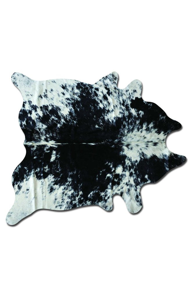 Black Cowhide Animal Print Rug – Stain Resistant, Handmade — cowhide area rug