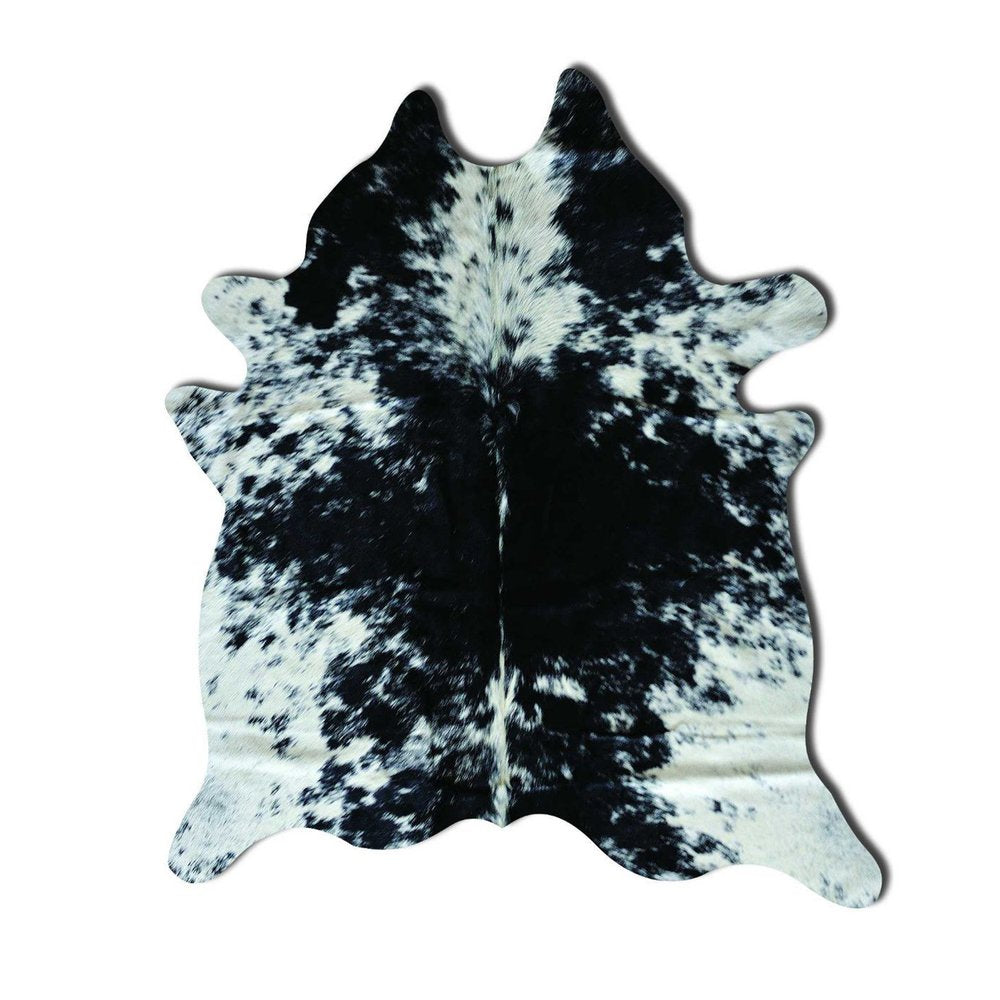 Black Cowhide Animal Print Rug – Stain Resistant, Handmade