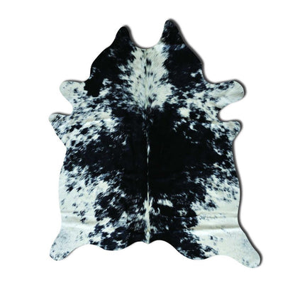 Black Cowhide Animal Print Rug – Stain Resistant, Handmade