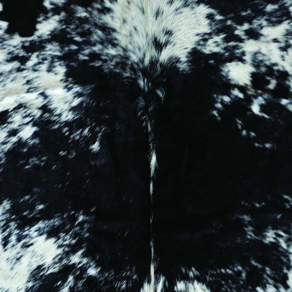 Black Cowhide Animal Print Rug – Stain Resistant, Handmade
