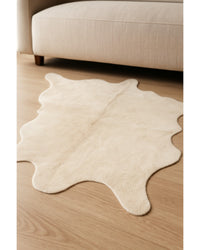 Off White Cowhide Print Rug – Soft, Modern Accent in Hide Detail Close-Up — cowhide area rug 10