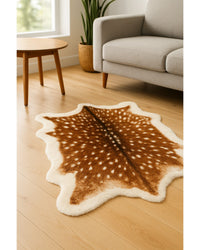 Faux Cowhide Area Rug – Cream & Brown Animal Print in Living Room — cowhide area rug 18