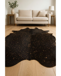 Cowhide Animal Print Area Rug – Brown & Tan, 8x10 Low Angle View — cowhide area rug 50
