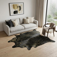 Chocolate & Gold Cowhide Area Rug — cowhide area rug 1