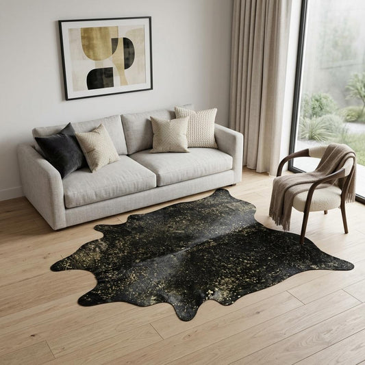 Chocolate & Gold Cowhide Area Rug