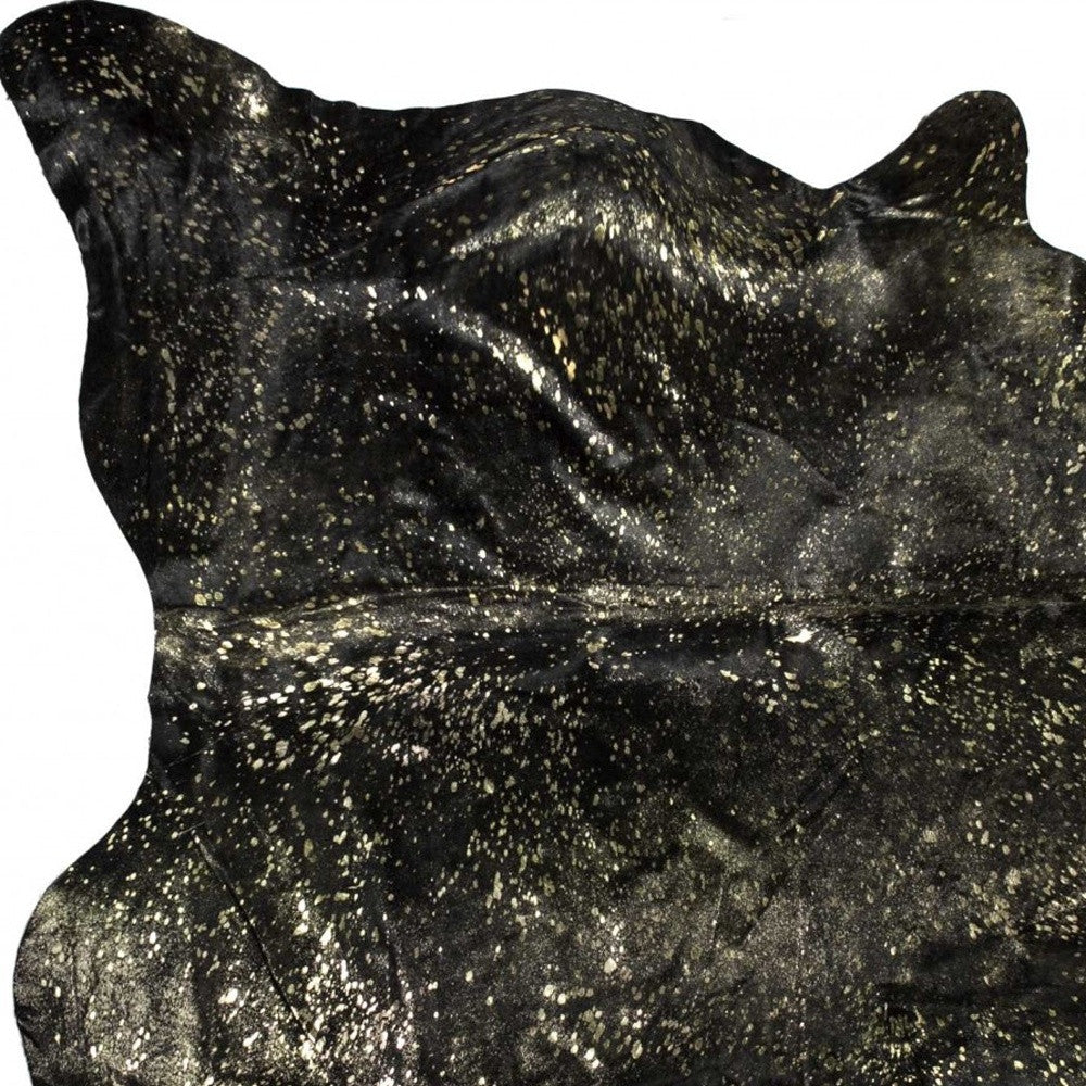 Chocolate & Gold Cowhide Area Rug