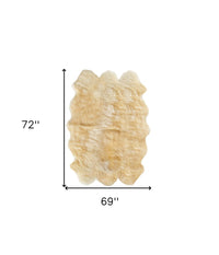6' X 6' Gold Shag Sheepskin Area Rug 4