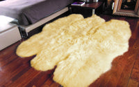 6' X 6' Gold Shag Sheepskin Area Rug 3