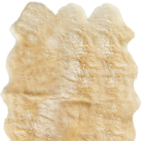 6' X 6' Gold Shag Sheepskin Area Rug 6