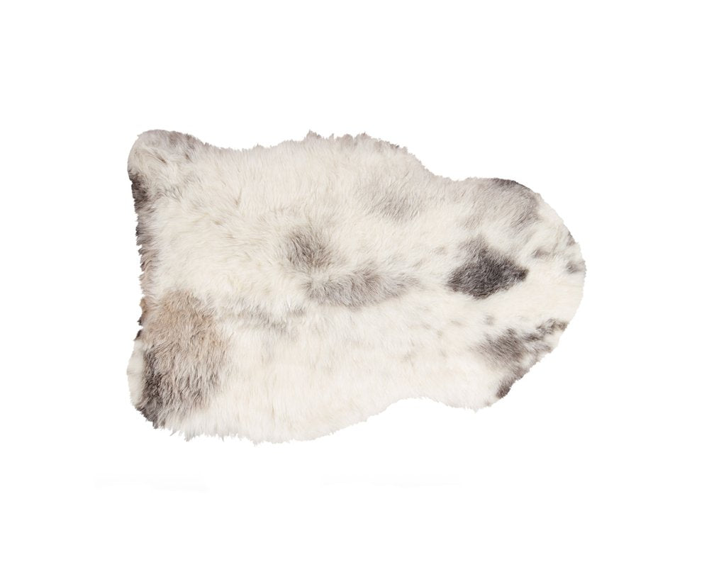 2' X 3' Ivory, Black & Gray Spotted Shag Sheepskin Area Rug