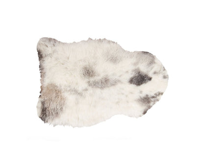 **Spotted Sheepskin Shag Rug – Ivory Black Gray, 2x3**