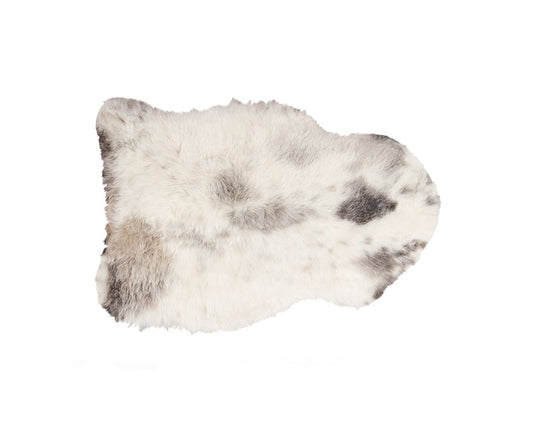 **Spotted Sheepskin Shag Rug – Ivory Black Gray, 2x3**