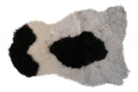 2' X 3' Ivory, Black & Gray Spotted Shag Sheepskin Area Rug 2