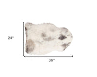 2' X 3' Ivory, Black & Gray Spotted Shag Sheepskin Area Rug 4