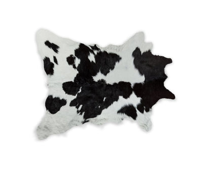 Black Cowhide Area Rug – Handwoven, Stain Resistant