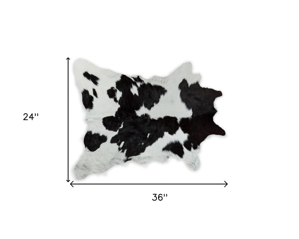 Black Cowhide Area Rug – Handwoven, Stain Resistant