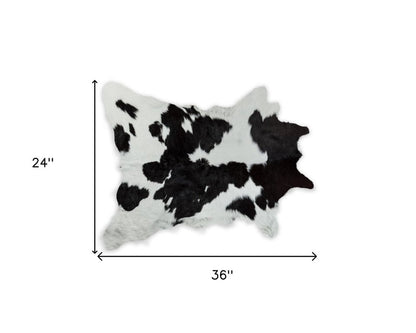 Black Cowhide Area Rug – Handwoven, Stain Resistant