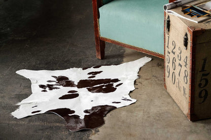 Black Cowhide Area Rug – Handwoven, Stain Resistant