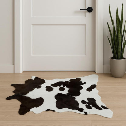 Black Cowhide Area Rug – Handwoven, Stain Resistant