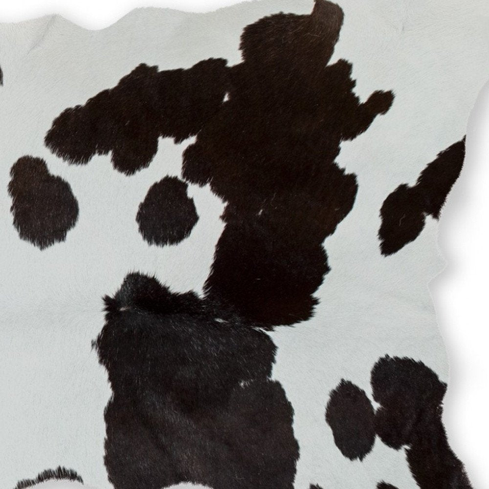 Black Cowhide Area Rug – Handwoven, Stain Resistant