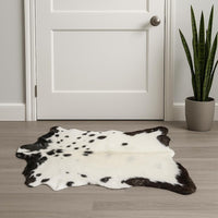 Black Cowhide Print Handwoven Rug – Modern Accent — cowhide area rug 6