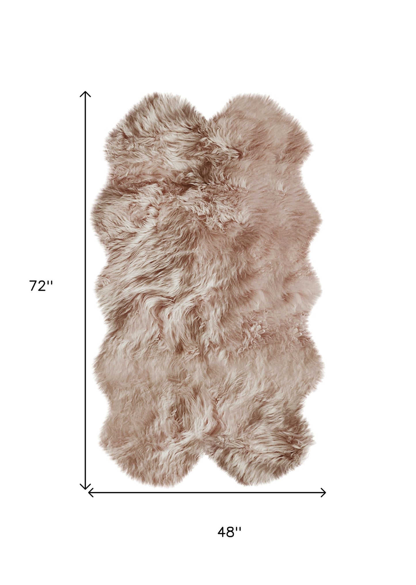 4' X 6'  Rose Pink Natural Sheepskin Area Rug