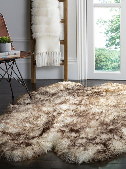 4' X 6'  Rose Pink Natural Sheepskin Area Rug