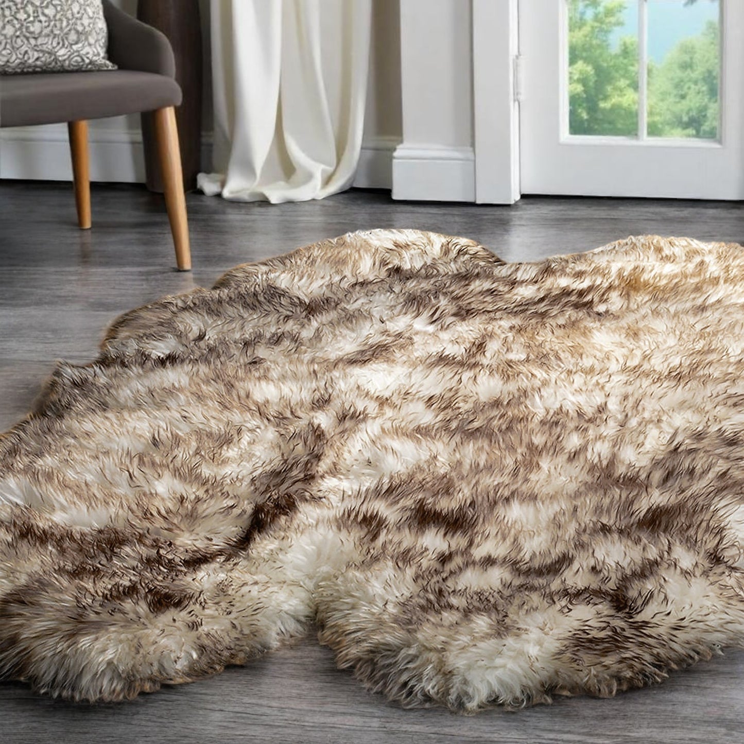 4' X 6'  Rose Pink Natural Sheepskin Area Rug