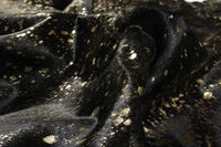 Black Cowhide Print Area Rug – Gold Accents, 5x7 107