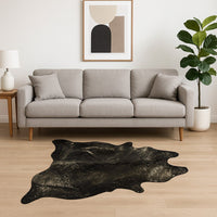 Black Cowhide Print Area Rug – Gold Accents, 5x7 — cowhide area rug 6