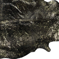 Black Cowhide Print Area Rug – Gold Accents, 5x7 79