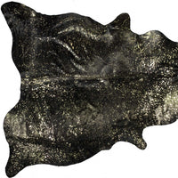 Black Cowhide Print Area Rug – Gold Accents, 5x7 50