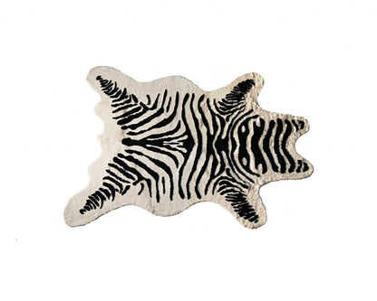 Zebra Print Faux Cowhide Rug – Black & White Style
