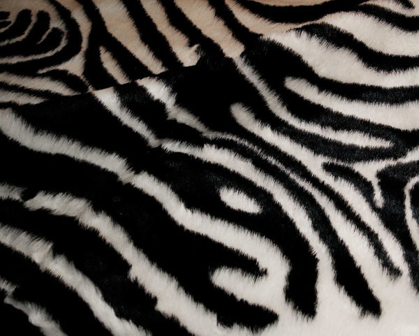 Zebra Print Faux Cowhide Rug – Black & White Style alternate view