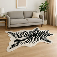 Zebra Print Faux Cowhide Rug – Black & White Style — cowhide area rug 9