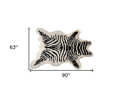 Zebra Print Faux Cowhide Rug – Black & White Style