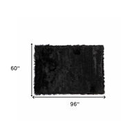 5' X 8' Black Shag Area Rug 36