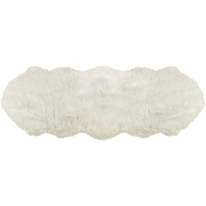 6' Off White Faux Sheepskin Shag Non Skid Area Rug