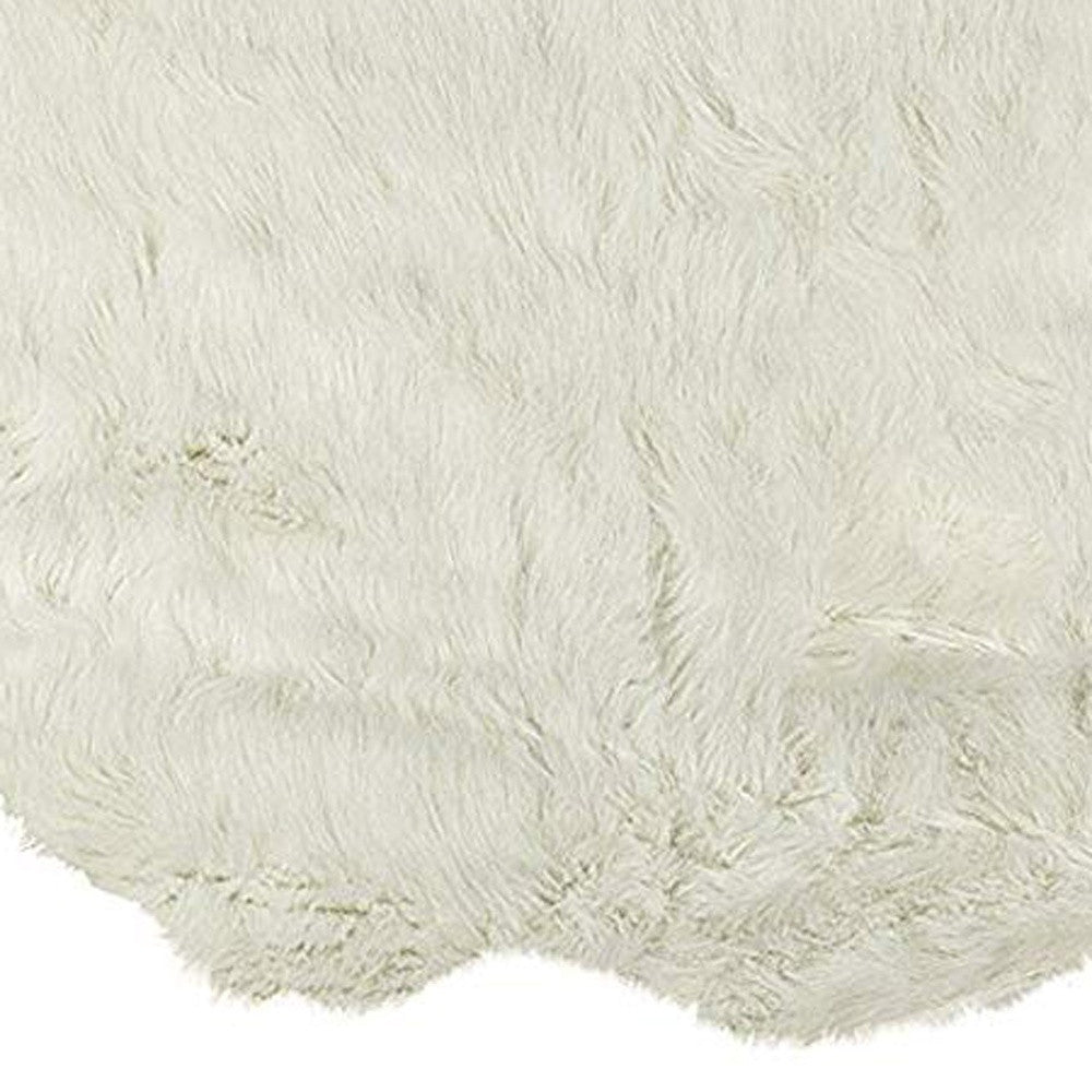 6' Off White Faux Sheepskin Shag Non Skid Area Rug