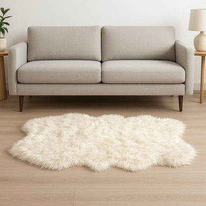 4' X 6' Off White Faux Sheepskin Washable Area Rug