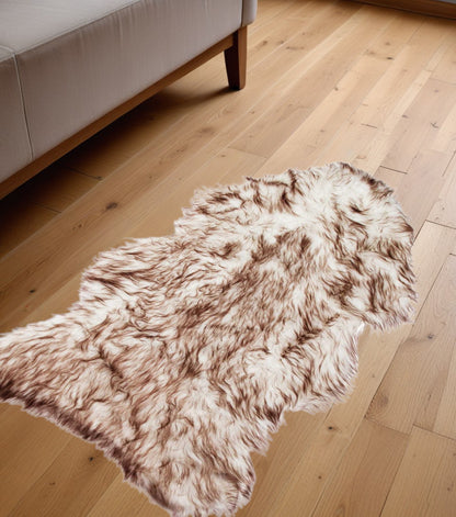 2' X 3' Black Faux Sheepskin Animal Print Washable Area Rug