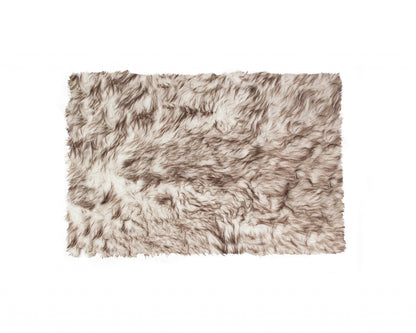 2' X 3' Black Faux Sheepskin Animal Print Washable Area Rug