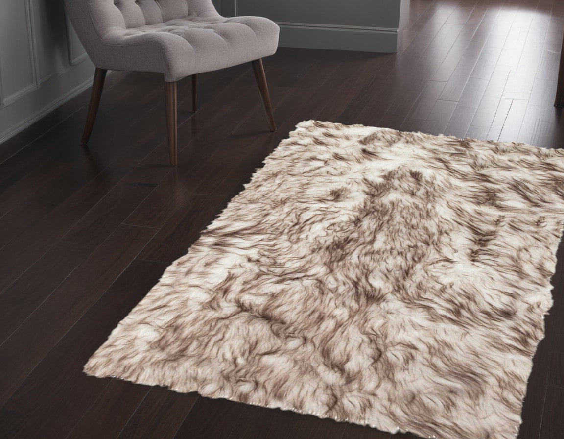 2' X 3' Black Faux Sheepskin Animal Print Washable Area Rug