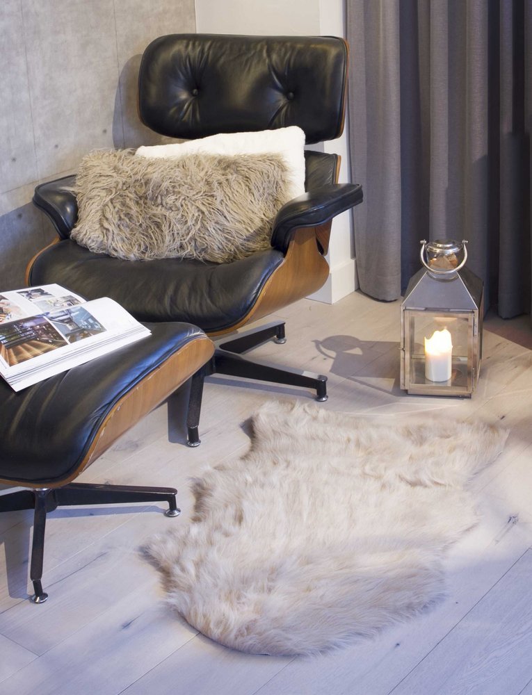 Taupe Faux Sheepskin Washable Area Rug 2' x 3'