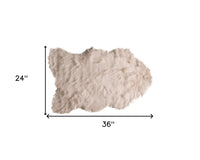 2' X 3' Taupe Faux Sheepskin Washable Area Rug 4