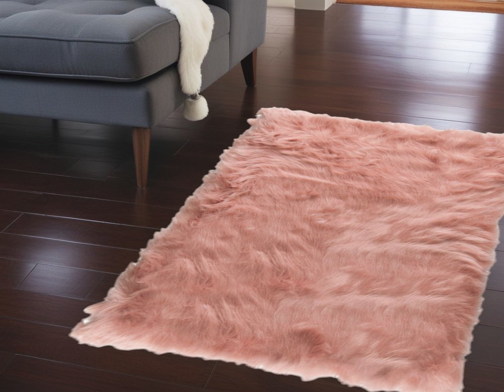 Taupe Faux Sheepskin Washable Area Rug 2' x 3'