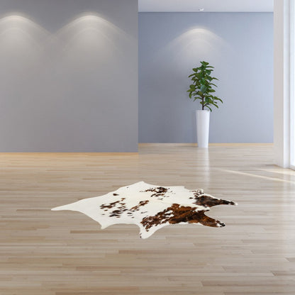 Cowhide Print Area Rug – Brown & White, Soft Texture