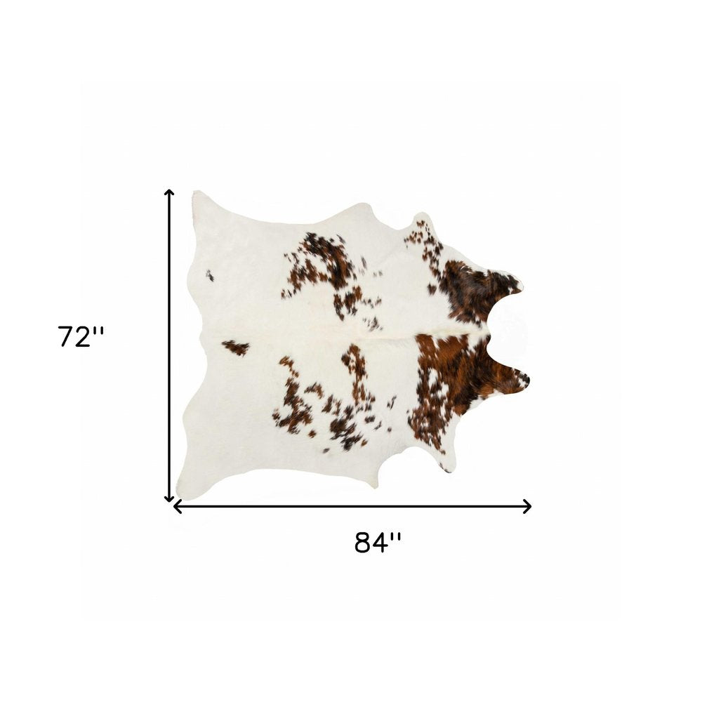 Cowhide Print Area Rug – Brown & White, Soft Texture