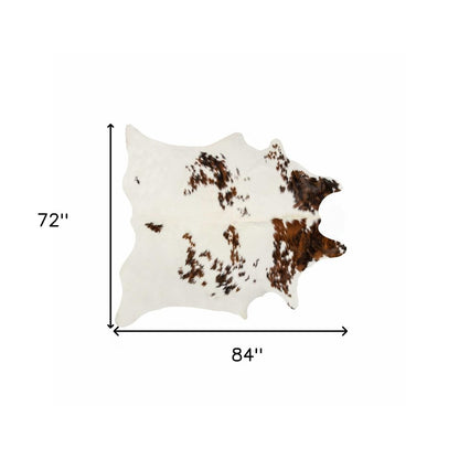 Cowhide Print Area Rug – Brown & White, Soft Texture